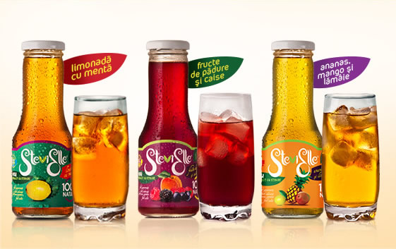 Instant and liquid natural juices sweetened with STEVIA
